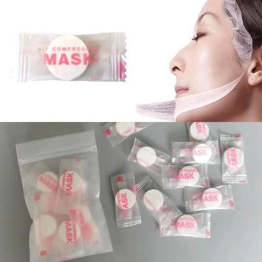 Disposable Compressed 30/50pcs Facial Mask Portable Travel Face Mask Skin Care Cotton Wrapped Masks Paper