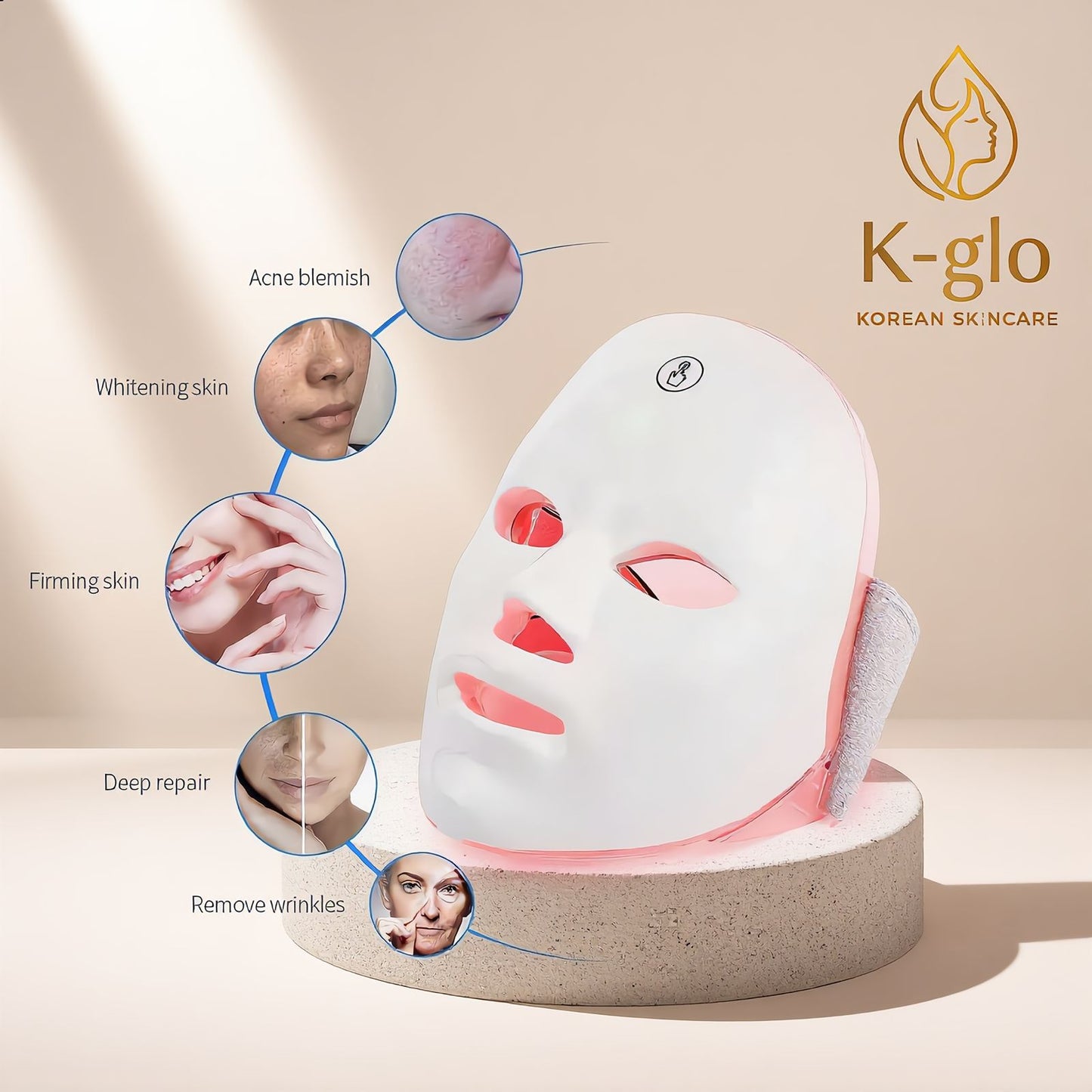 Rechargeable Facial LED Photon Korean Beauty skin Mask Face Whitening Skin Care Beauty Mask
